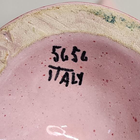 Vintage Italian Umbrella Flower Frog Pink Majolica Hand Painted Italy 5656 - Picture 7 of 7